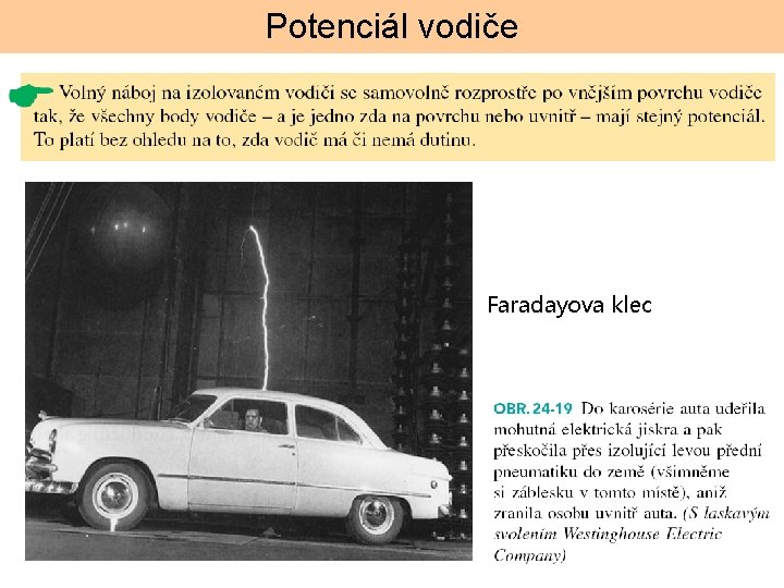 Potenciál vodiče Faradayova klec 