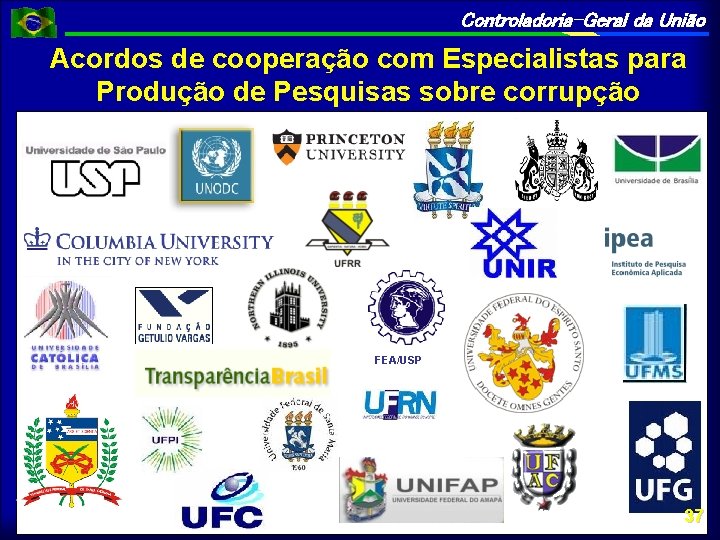 Controladoria-Geral da União Acordos de cooperação com Especialistas para Produção de Pesquisas sobre corrupção