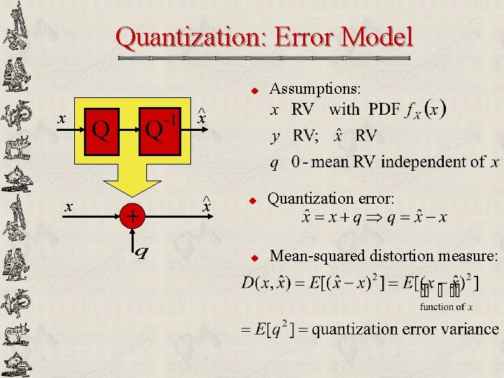 Quantization: Error Model x x Q Q + -1 u Assumptions: u Quantization error: