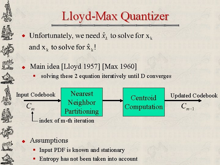 Lloyd-Max Quantizer u u Main idea [Lloyd 1957] [Max 1960] § solving these 2