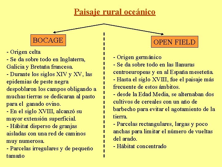 Paisaje rural oceánico BOCAGE - Origen celta - Se da sobre todo en Inglaterra,