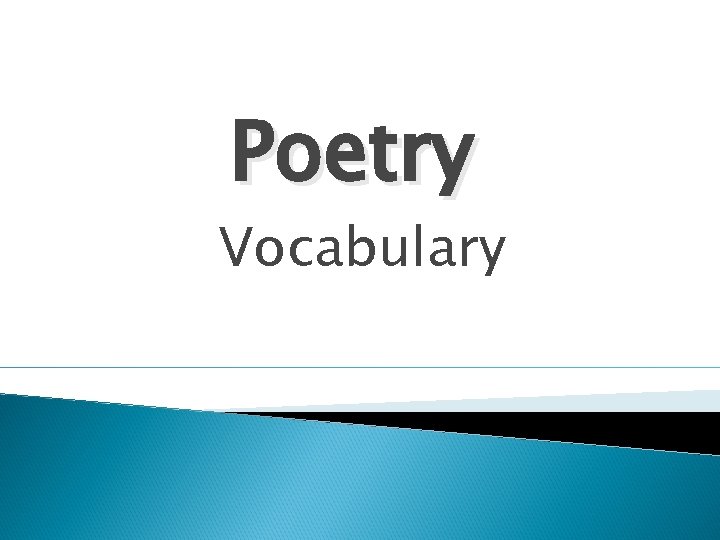 Poetry Vocabulary 