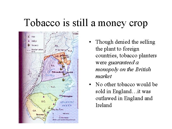 Tobacco is still a money crop • Though denied the selling the plant to