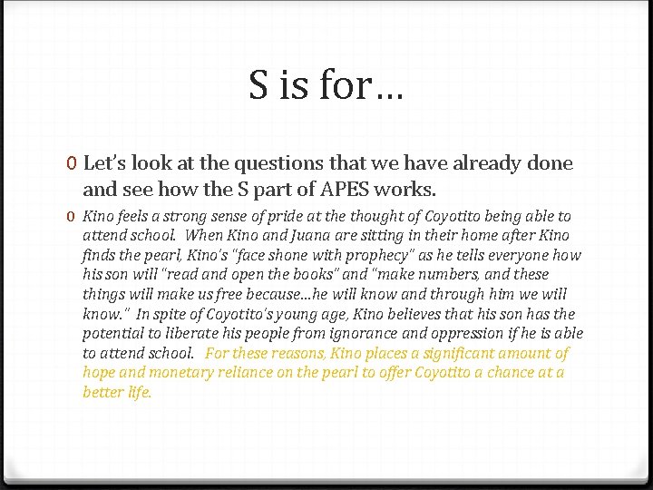 S is for… 0 Let’s look at the questions that we have already done