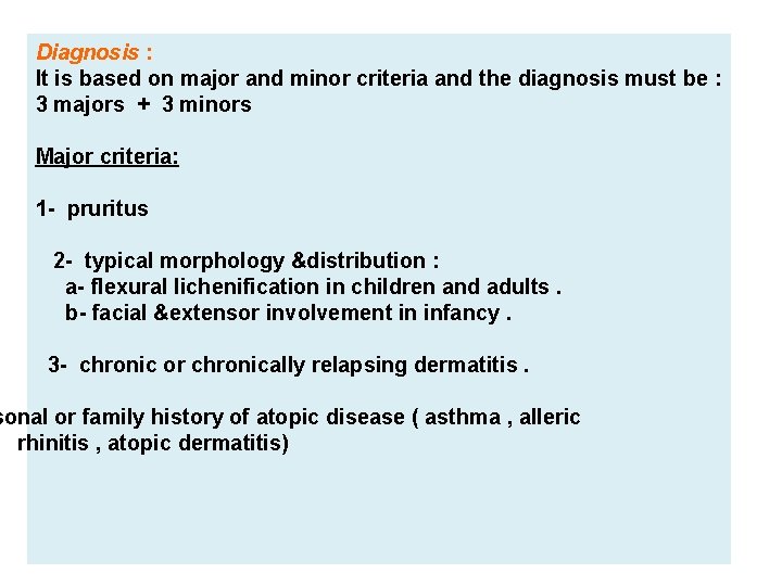 atopic dermatitis criteria)
