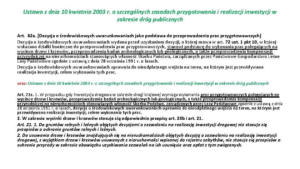 Ustawa z dnia 10 kwietnia 2003 r. o szczególnych zasadach przygotowania i realizacji inwestycji