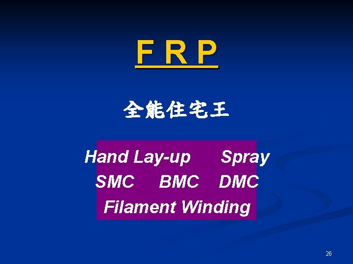 FRP 全能住宅王 Hand Lay-up Spray SMC BMC DMC Filament Winding 26 