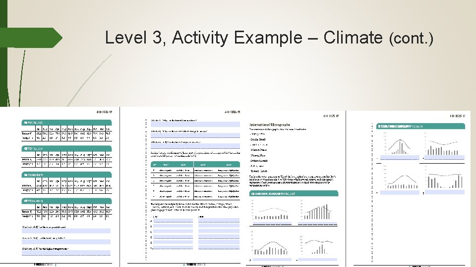 Level 3, Activity Example – Climate (cont. ) 