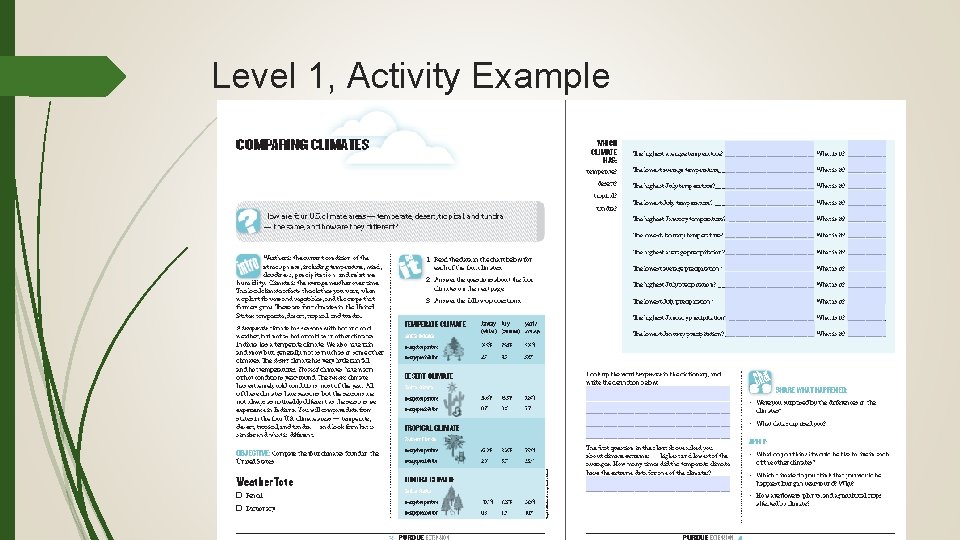 Level 1, Activity Example 