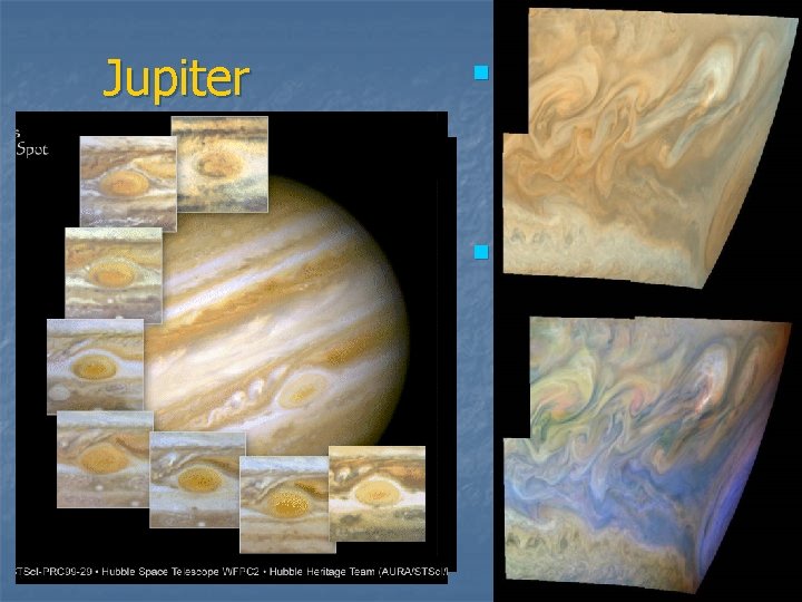 Jupiter n n Obří plynná planeta - největší ve Sluneční soustavě Povrch atmosféry uspořádán