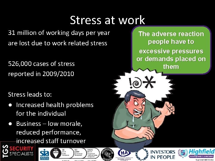 Stress at work 31 million of working days per year are lost due to