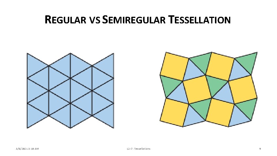 REGULAR VS SEMIREGULAR TESSELLATION 3/6/2021 3: 10 AM 12– 7: Tessellations 9 