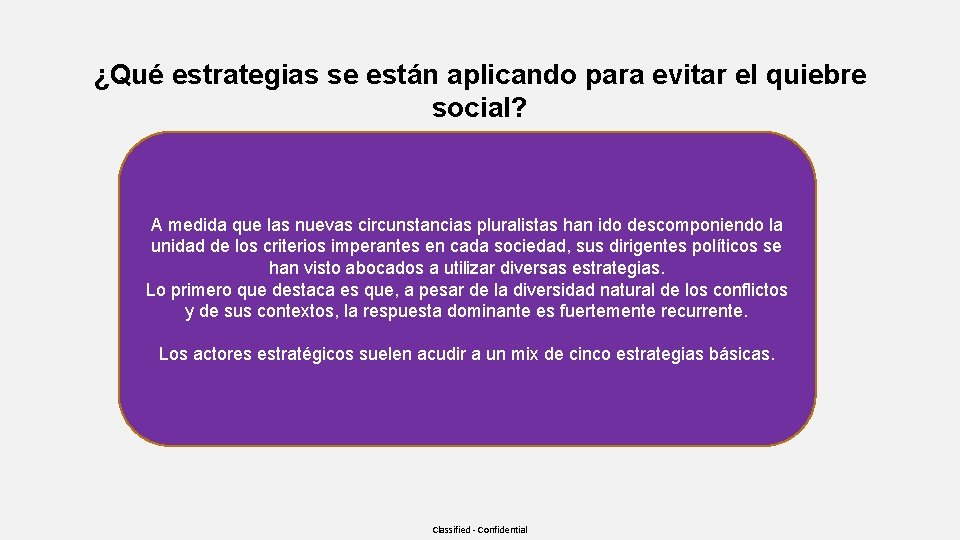 ¿Qué estrategias se están aplicando para evitar el quiebre social? A medida que las