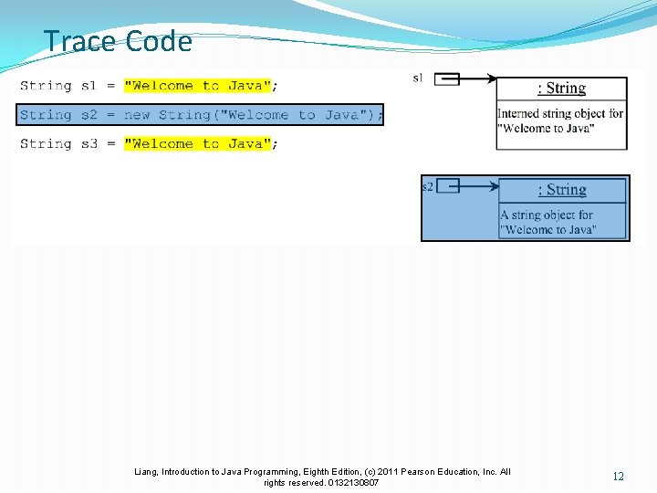 Trace Code Liang, Introduction to Java Programming, Eighth Edition, (c) 2011 Pearson Education, Inc.