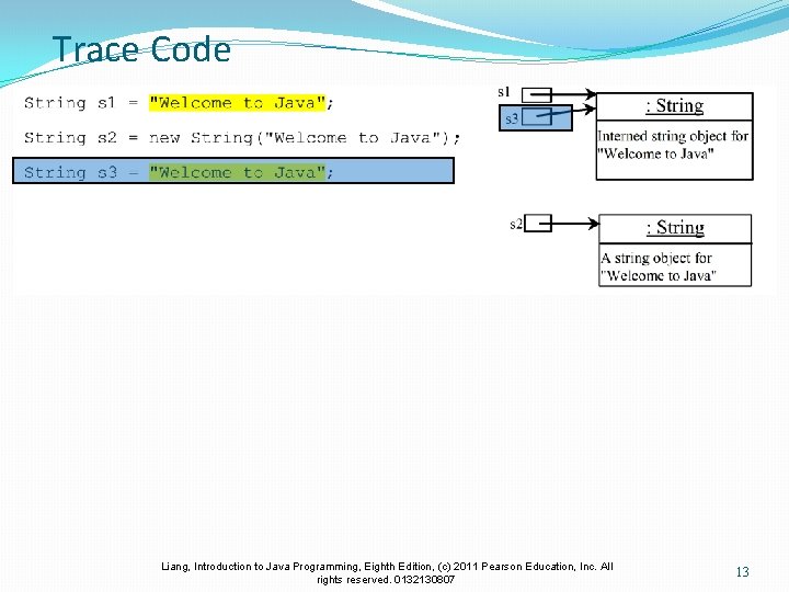 Trace Code Liang, Introduction to Java Programming, Eighth Edition, (c) 2011 Pearson Education, Inc.