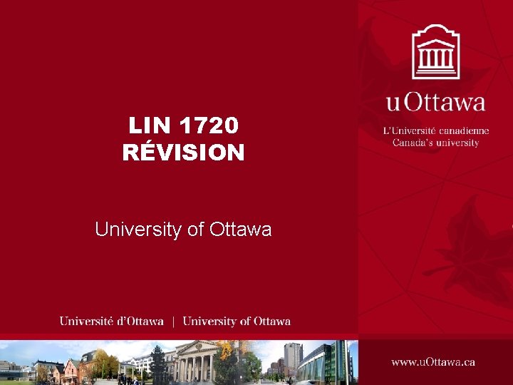 LIN 1720 RÉVISION University of Ottawa 