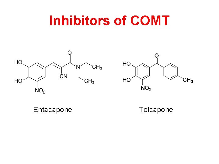 Inhibitors of COMT Entacapone Tolcapone 