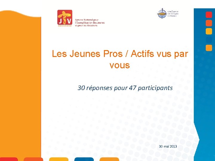 Les Jeunes Pros / Actifs vus par vous 30 réponses pour 47 participants 30