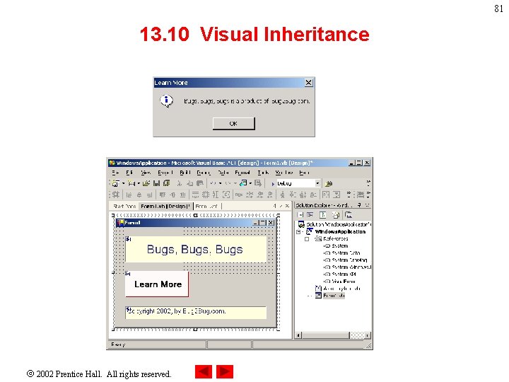 81 13. 10 Visual Inheritance 2002 Prentice Hall. All rights reserved. 