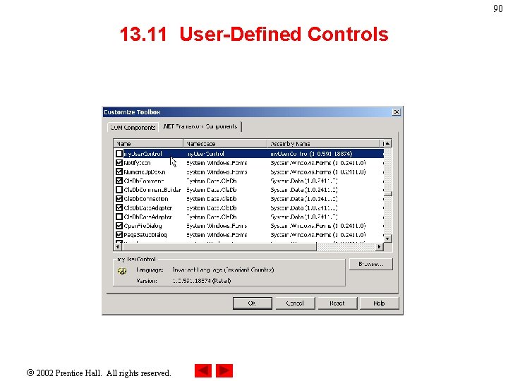 90 13. 11 User-Defined Controls 2002 Prentice Hall. All rights reserved. 