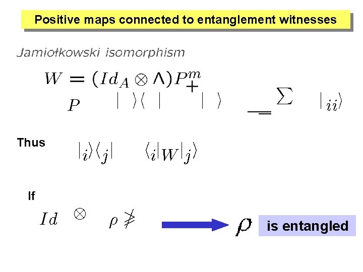Positive maps connected to entanglement witnesses where Thus P+m = j©ih©j and j©i =