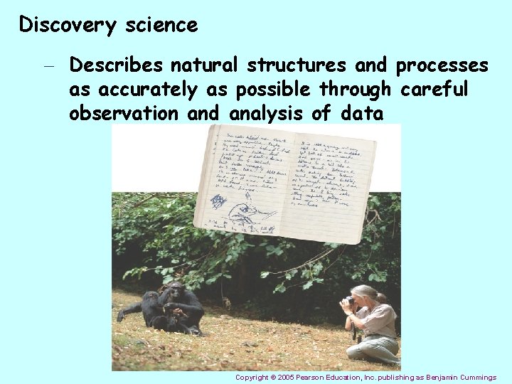 Discovery science – Describes natural structures and processes as accurately as possible through careful