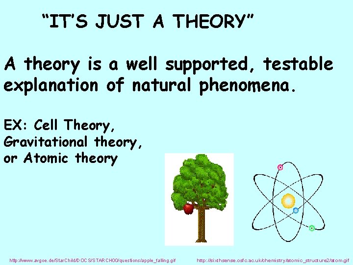 “IT’S JUST A THEORY” A theory is a well supported, testable explanation of natural