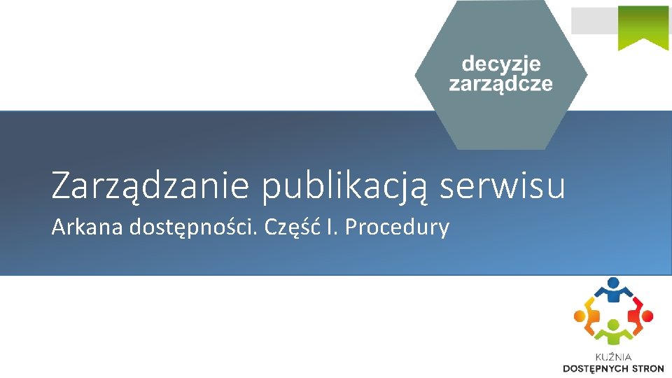 Zarządzanie publikacją serwisu Arkana dostępności. Część I. Procedury 