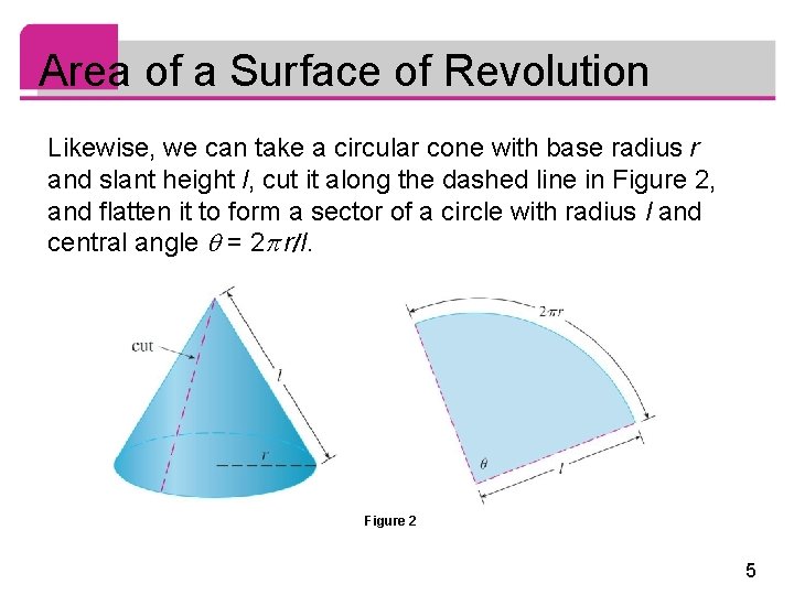 Area of a Surface of Revolution Likewise, we can take a circular cone with