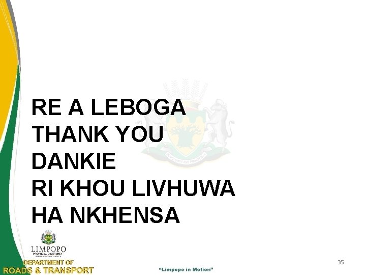 RE A LEBOGA THANK YOU DANKIE RI KHOU LIVHUWA HA NKHENSA 35 