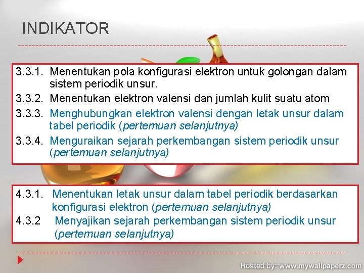 INDIKATOR 3. 3. 1. Menentukan pola konfigurasi elektron untuk golongan dalam sistem periodik unsur.