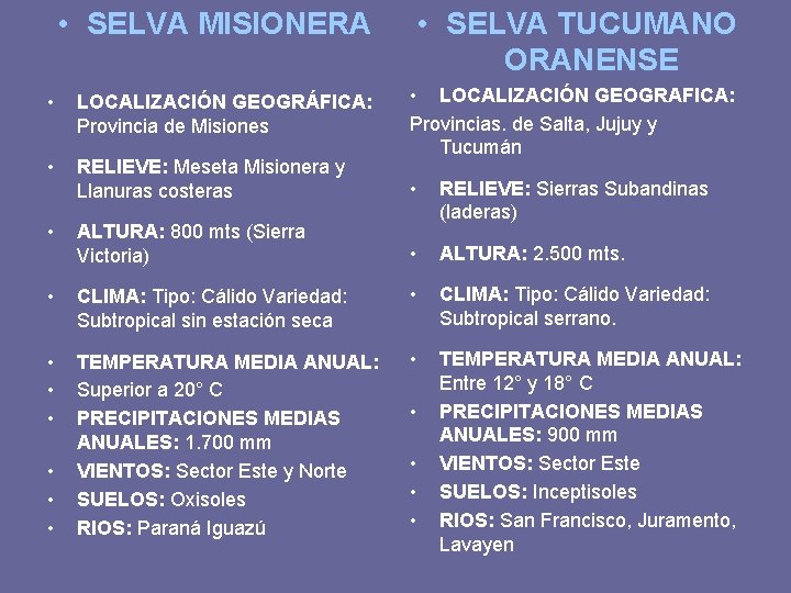  • SELVA MISIONERA • SELVA TUCUMANO ORANENSE • LOCALIZACIÓN GEOGRÁFICA: Provincia de Misiones