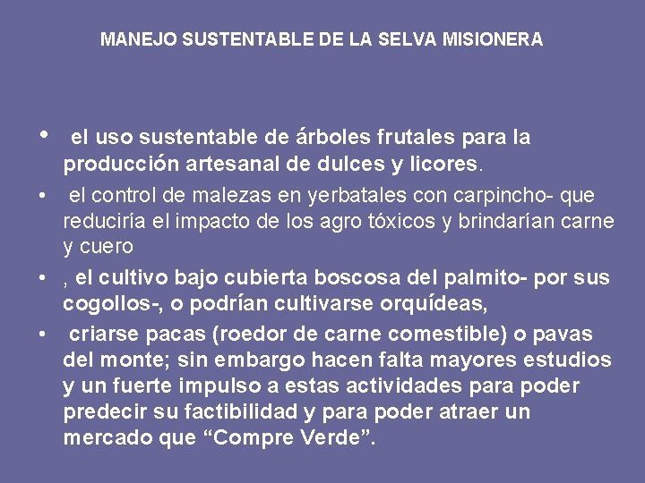 MANEJO SUSTENTABLE DE LA SELVA MISIONERA • el uso sustentable de árboles frutales para