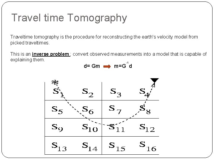 Travel time Tomography Traveltime tomography is the procedure for reconstructing the earth's velocity model