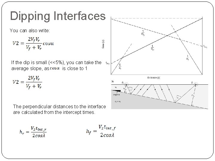 Dipping Interfaces You can also write: If the dip is small (<<5%), you can