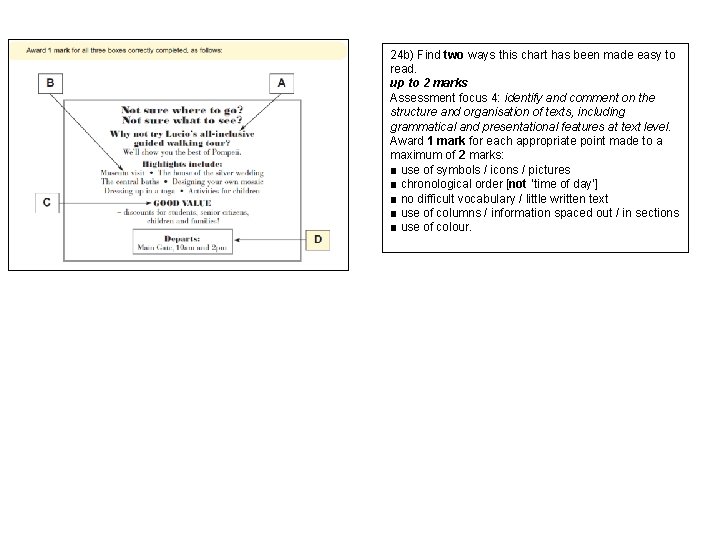 24 b) Find two ways this chart has been made easy to read. up