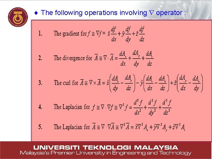 The following operations involving operator : The following operations involving operator :