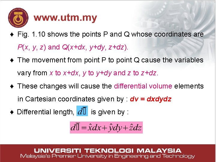 Fig. 1. 10 shows the points P and Q whose coordinates are P(x, Fig. 1. 10 shows the points P and Q whose coordinates are P(x,