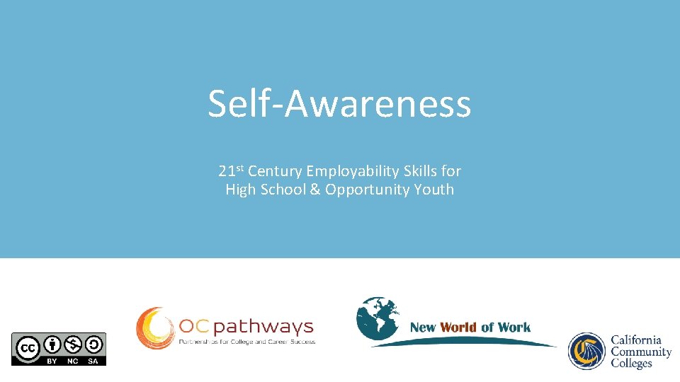 Self-Awareness 21 st Century Employability Skills for High School & Opportunity Youth 