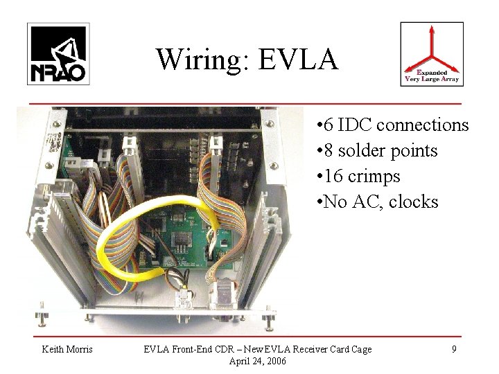 Wiring: EVLA • 6 IDC connections • 8 solder points • 16 crimps •