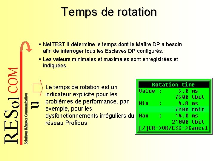 § Net. TEST II détermine le temps dont le Maître DP a besoin afin