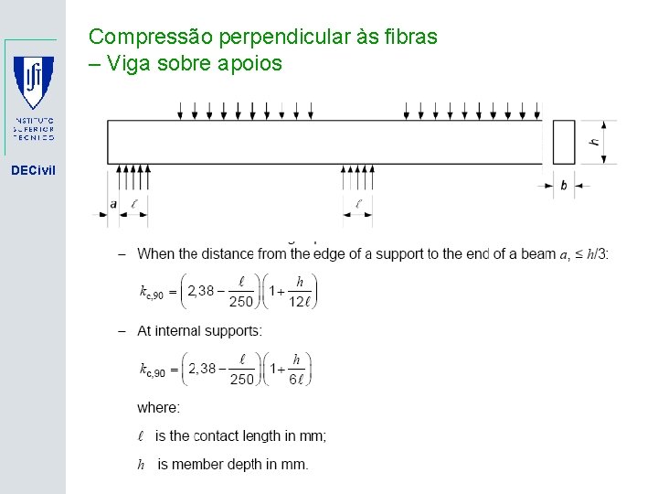 Compressão perpendicular às fibras – Viga sobre apoios DECivil 