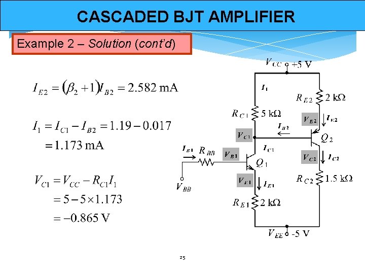 CASCADED BJT AMPLIFIER Example 2 – Solution (cont’d) 25 