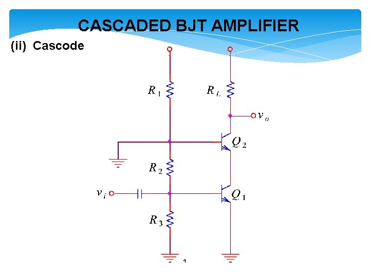 CASCADED BJT AMPLIFIER (ii) Cascode 4 