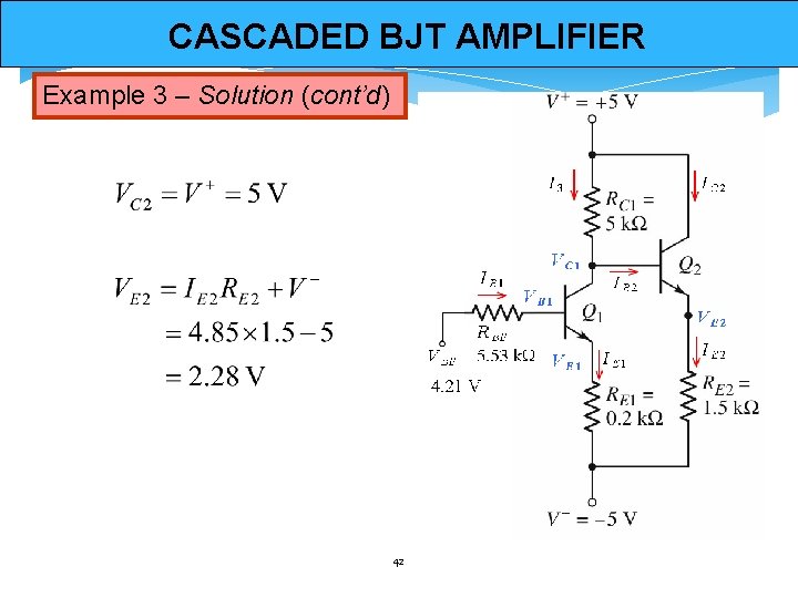 CASCADED BJT AMPLIFIER Example 3 – Solution (cont’d) 42 