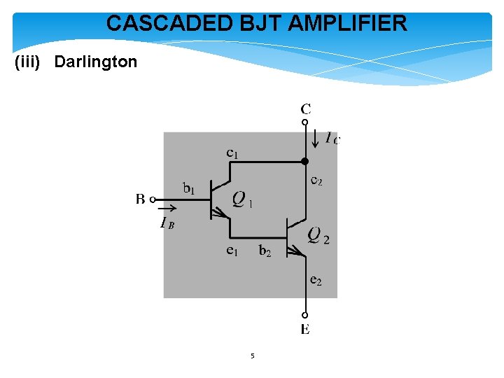 CASCADED BJT AMPLIFIER (iii) Darlington 5 