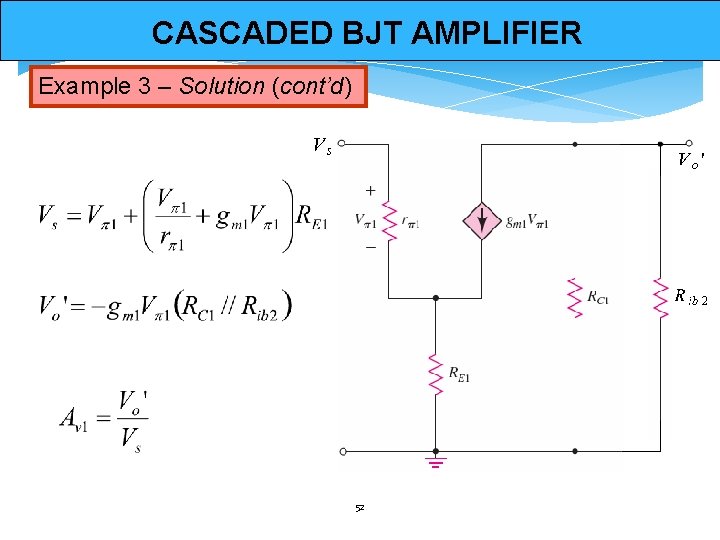 CASCADED BJT AMPLIFIER Example 3 – Solution (cont’d) 52 