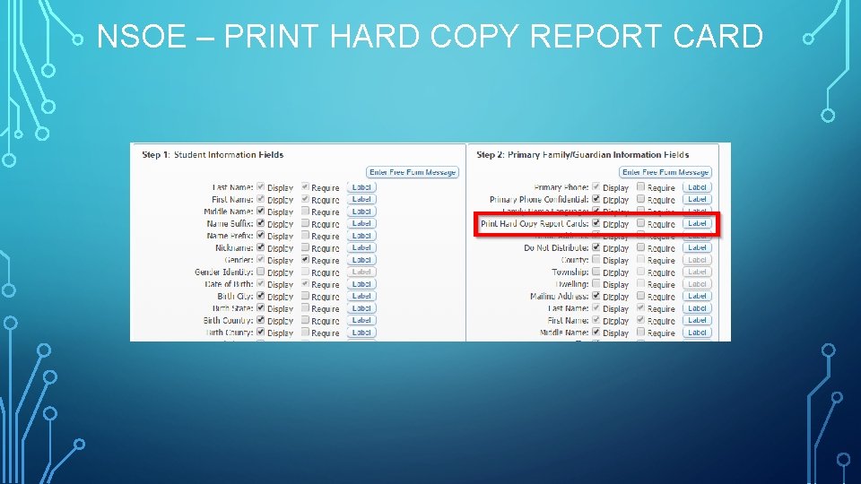 NSOE – PRINT HARD COPY REPORT CARD 