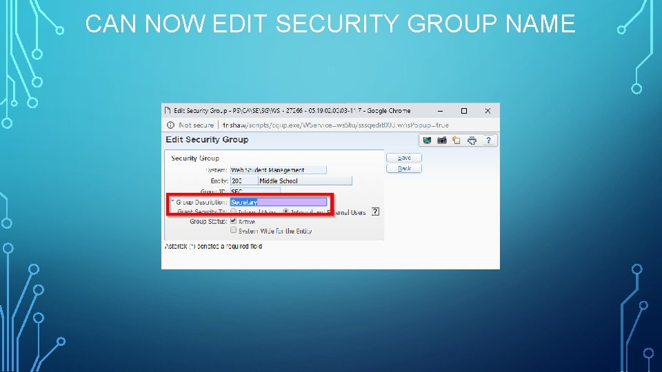  CAN NOW EDIT SECURITY GROUP NAME 