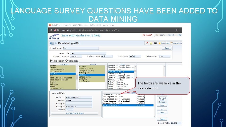  LANGUAGE SURVEY QUESTIONS HAVE BEEN ADDED TO DATA MINING 
